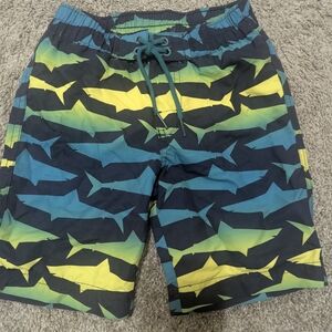 Tea Collection Kids Swim Trunks - Blue and Yellow Shark Print